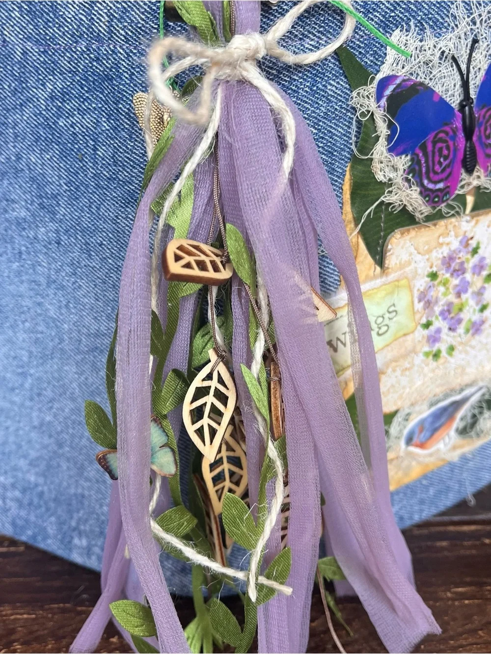 Nature Junk Journal Denim Butterfly Bird Floral Softcover 3 Sig Decorated - Picture 5 of 16